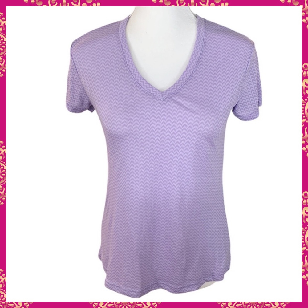 π Avia Purple Chevron Print Workout Tee- M - Picture 1 of 9